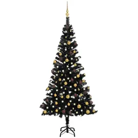 vidaXL Künstlicher Weihnachtsbaum mit LEDs & Schmuck Schwarz