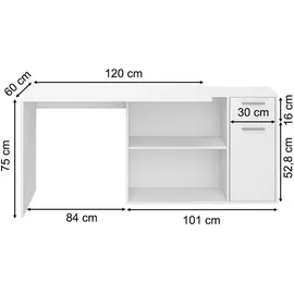 Vicco Eckschreibtisch Robin Weiß