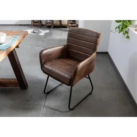 Massivmoebel24 Polsterstuhl Leder dunkelbraun