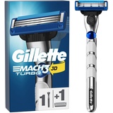 Gillette Mach3 Turbo Nassrasierer Herren, Rasierer + 1 Rasierklinge mit 3-fach Klinge, Geschenk für Männer