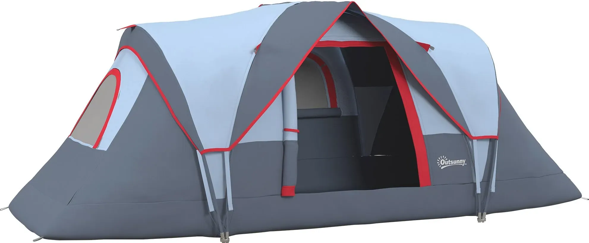 Outsunny familienzelt für 4-6 Personen, wasserdichte Zelt mit 3000mm Wassersäule Tunnelzelt Kuppelzelt für Camping Reise Garten, Hellgrau   Aosom