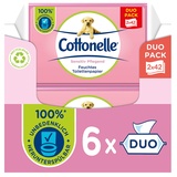 Cottonelle Feuchtes Toilettenpapier, Sensitive Pflegend - Parfümfrei, Biologisch Abbaubar, Plastikfrei, Wiederverschließbar, Vorteilspack, Duo-Pack, 6 x 84 Feuchttücher