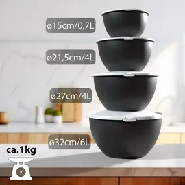 Thats Shopping Salatschüssel Set groß mit Deckel Anthrazit Schwarz 4-tlg.