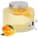 Relaxdays Getränkespender 2,8 Liter, Limobehälter, Zapfhahn und Deckel, Dekorativer Wasserspender, Glas, transparent