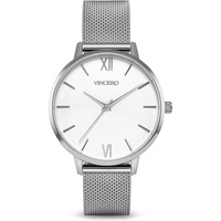 Vincero Luxury Women's Eros Wrist Watch - Silver + White dial with a Silver Mesh Watch Band - 38mm Analog Watch - Japanese Quartz Movement
