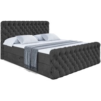 ALTDECOR Boxspringbett mit Kopfteil, Bettkasten und Fußteil, Polsterbett BOXI8-Z - Mittelfest (H3) Matratze - 140x200 - Schwarz Samt