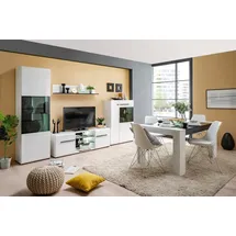 INOSIGN Wohnwand Trentino, (Set, 5-St), inkl. Vitrine, Lowboard, Highboard, Wandregal und Kommode schwarz|weiß
