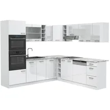 Vicco Eckküche R-Line, Weiß Hochglanz/Weiß, 237 x 247 cm ohne Arbeitsplatte