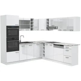 Vicco Eckküche R-Line, Weiß Hochglanz/Weiß, 237 x 247 cm ohne Arbeitsplatte