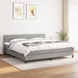 Festnight Boxspringbett mit Matratze Bett Schlafbett mit Kopfteil Schlafbett Gepolstertes Bett Bockspringbett Schlafzimmerbett Bettgestell Hellgrau 200x200 cm Stoff