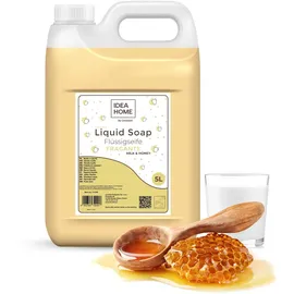idea home FRAGANTE Handseife Flüssig 5L - Seife Kanister für alle Hauttypen - Gut Schäumende Flüssigseife 5 Liter - Cremeseife - Milch und Honig