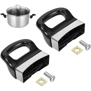 Giantree Schnellkochtopfgriff, 2 Stück Topfdeckelgriff, Metall Ersatz Topfgriffe Seitengriffe für Töpfe Universeller Pfannengriff für Kochgeschirr Schwarz