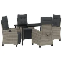 VidaXL 5-teiliges Garten-Esszimmer-Set Grau Poly-Rattan