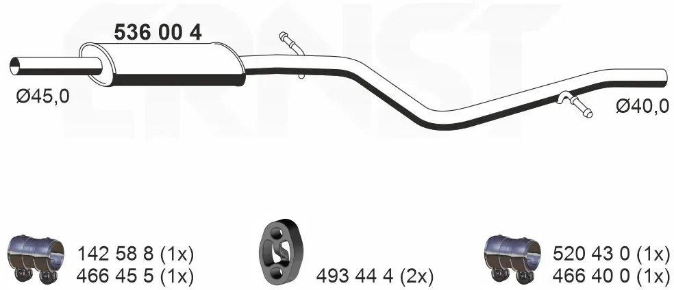 ERNST Mittelschalldämpfer 536004 für RENAULT DACIA