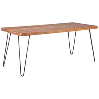 Esstisch BAGLI Massivholz Akazie 180 x 76 x 80 cm Esszimmer-Tisch Küchentisch modern Landhaus-Stil Holztisch mit Metallbeinen dunkel-braun Natur-P...