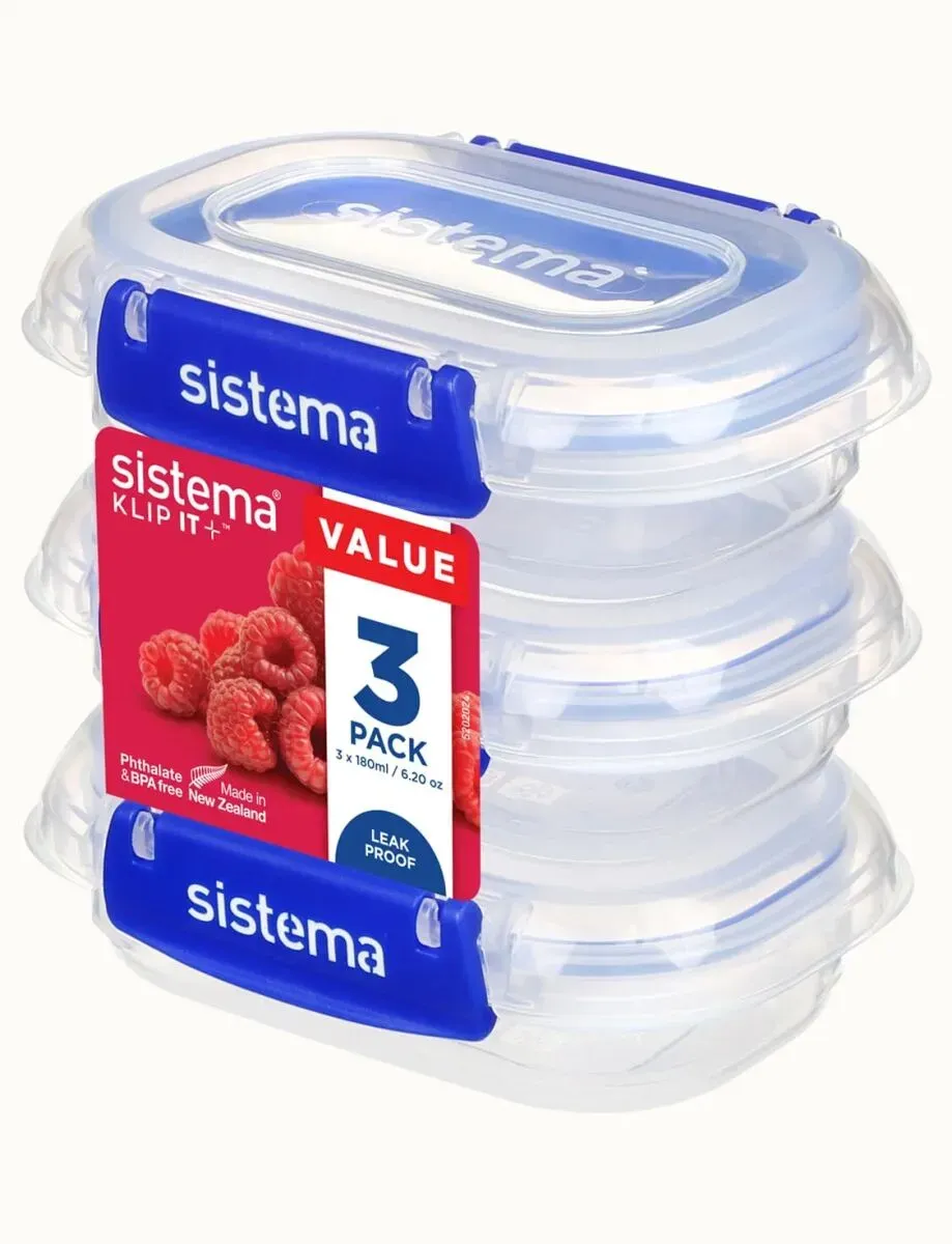 Sistema 881523 Lebensmittelaufbewahrungsbehälter Rechteckig Container 0,18 l Transparent 3 Stück(e)