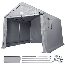 VEVOR Zeltgarage 243,8 x 426,7 x 231,6 cm Garagenzelt aus verzinkten Stahlstangen und einer dreischichtigen 240G-PE-Abdeckung Lagerzelt Carport 205 x 142 x 185 cm Zelttürgröße Gerätezelt Grau