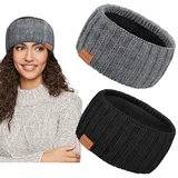 PROPOG Stirnband Damen Winter, Strick Stirnband Winter Ohrenwärmer Damen Gefüttert Verdicken Stirnbänder Mädchen Sehr Warm Elastische Gestrickte Haarband Headwrap Kopfband Warme Wintergeschenke