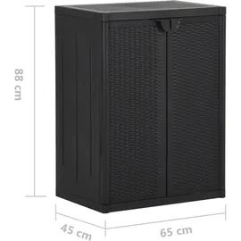 vidaXL Gartenschrank 0,65 x 0,45 x 0,88 m PP Rattan schwarz