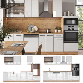 Vicco Küchenzeile Fame-Line 300 cm Weiß Hochglanz/Goldkraft Eiche