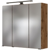 Lomadox - led- Spiegelschrank 70 cm MANLY-03 Wotaneiche Nb. b/h/t: 70/64/20 cm