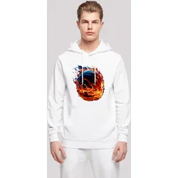 Kapuzenpullover F4NT4STIC "Basketball On Fire Sport HOODIE", Herren, Gr. M, weiß, Obermaterial: 50% Baumwolle, 50% Polyester, casual, relaxed fit, Langarm, Pullover, Print