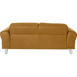 W.Schillig 2-Sitzer W.SCHILLIG "montanaa elegant und edel, bequem, Federkernunterfederung", gelb (kurkuma z69), B:192cm H:78cm T:94cm, Sofas, mit Metallkufen in Chrom glänzend, Breite 192 cm
