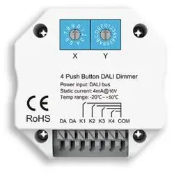 DALI Master-Steuerung für 4 Adressen/Gruppen/Szenen Steuerung via 4 Push-Taster DALI-Bus Spannung