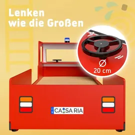 CASARIA Kinderbett Feuerwehrbett 90 x 200 cm MDF lackiert rot