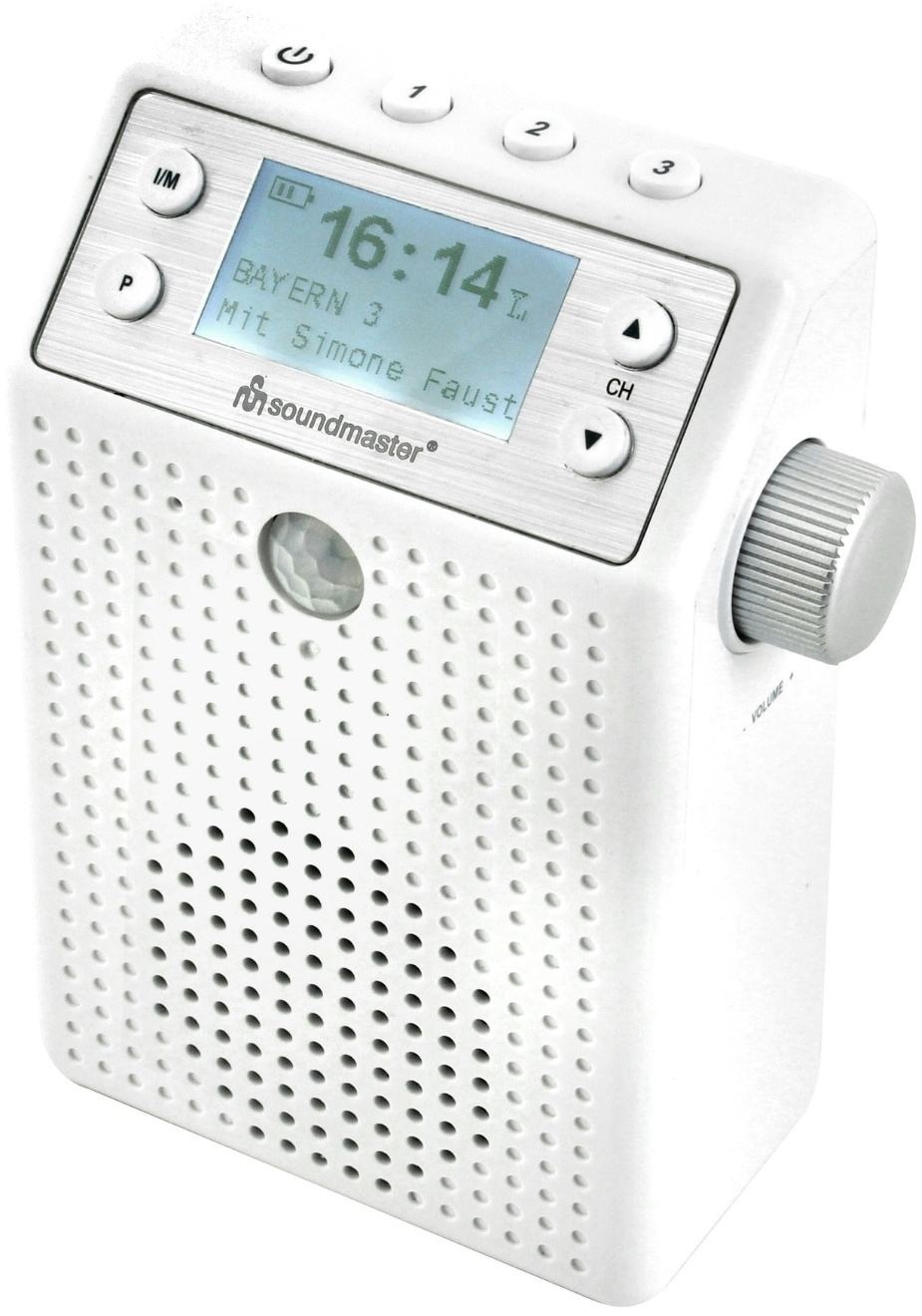 Soundmaster DAB60WE Steckdosenradio Bewegungsmelder DAB+/UKW Bluetooth eingebauter Akku Duschradio