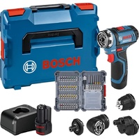 Bosch Professional 12V System Akku-Bohrschrauber GSR 12V-15 FC (inkl. 2x2,0 GBA 12V Akku, Ladegerät, 4x Aufsätze, 40-tlg. Zubehör-Set 40, L-BOXX 136) - Amazon Exclusive Set, Blue