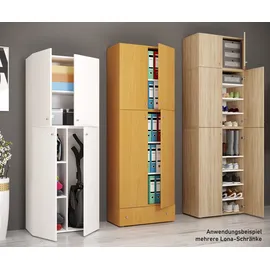 VCM Holz Besenschrank Staubsauger Putzschrank Lona S 70 x 39 x 200 cm Braun/Weiß