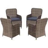 Garden Pleasure 4x Polyrattan Sessel Stuhl Gartenstuhl Rattan Optik Korbsessel Gartensessel