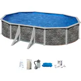 my pool bwt my POOL BWT, Ovalpool, (Set, 5 tlg.), in moderner Steinoptik, Höhe 120 cm, in verschiedenen Größen,