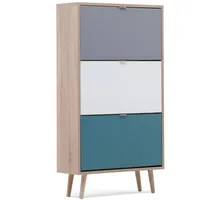 Furn.design Schuhschrank scandi Eiche Sonoma 70/125 cm 3 Klappen,