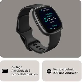 Fitbit Versa 4 aluminium graphit schwarz/schwarz