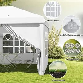 Outsunny Faltpavillon 6 x 3 m inkl. 4 Seitenteile Weiß