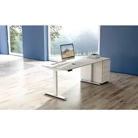 Kerkmann Move 4 elektrisch höhenverstellbarer Schreibtisch lichtgrau rechteckig, T-Fuß-Gestell weiß 140,0 x 80,0 cm