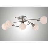 Trango 5-flammig dimmbar LED Deckenleuchte 1001-52SD Deckenlampe in Edelstahl-Look mit Design Gläsern incl. 5x LED Leuchtmittel 3000K warmweiß, Deckenstrahler, Wohnzimmer Lampe, Spots