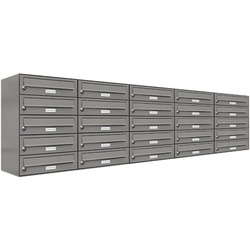 AL Briefkastensysteme Wandbriefkasten 25er Premium Briefkasten Aluminiumgrau RAL 9007 für Außen Wand 5×5 grau