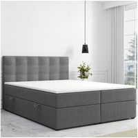 Möbel Punkt Boxspringbett ROM mit Bettkasten 180 x 200 cm Webstoff Anthrazit Bett Bettkasten