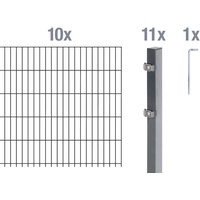 GAH Alberts Alberts Doppelstabmatten-Grundset 20 m 200 x 160 cm 6/5/6 anthrazit