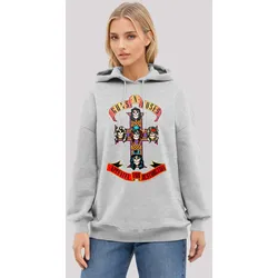 Kapuzenpullover F4NT4STIC "Guns 'n' Roses Appetite For Destruction", Damen, Gr. XL, grau (grau melange), Obermaterial: 80% Baumwolle, 20% Polyester, casual, oversize, Langarm, Pullover, Premium Qualität Streetwear