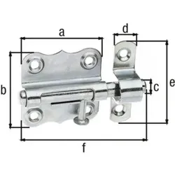 GAH Alberts Grendelriegel mit befestigter Schlaufe B46xL47mm galvanischverzinkt