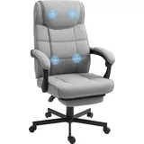 Homcom Bürostuhl mit Massagefunktion Ergonomischer Chefsessel mit Liegefunktion Fußstütze Höhenverstellbar 360° Drehbar Schreibtischstuhl Comp... - Grau