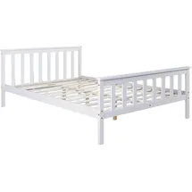 Homestyle4u Holzbett 140x200 cm Weiß Doppelbett 140 x 200 Bett Bettgestell Kiefer