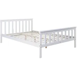 Homestyle4u Holzbett 140x200 cm Weiß Doppelbett 140 x 200 Bett Bettgestell Kiefer