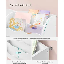 Songmics Bücherregal Kinder, Kinderregal, Spielzeugregal mit 2 Aufbewahrungsboxen, für Bücher, Kinderzimmer, Spielzimmer, Wohnzimmer, wolkenweiß