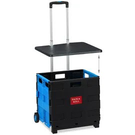 Relaxdays Einkaufstrolley blau/schwarz 48 x 49 x 12 cm