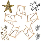 MODO24 Sägebock Holzbock, Klappbock Arbeitsbock, 6er-Set inklusive Montageteile, DIY Weihnachtsbaum, Tannenbaum SET, Tapezierbock Montagebock Unterstellbock, Baum Abmessungen 215x130x73 cm, Schwarz